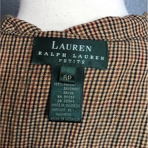 Ralph Lauren brown button front blouse size 6P - Picture 5 of 5